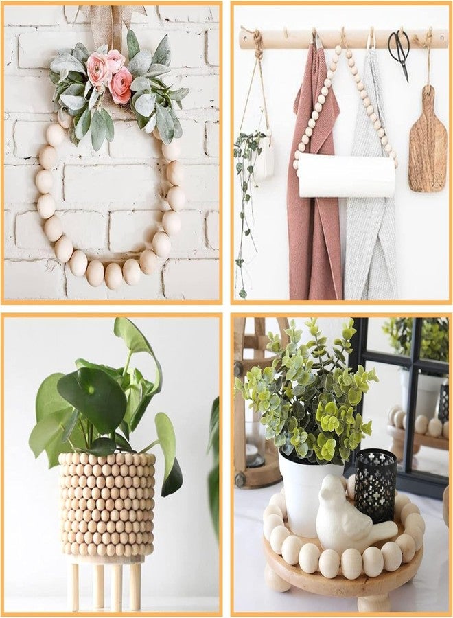 DIY Crafts 390, Wooden Beads Large Size Unfinished Natural Wooden Beads Round Wood Beads Rustic Country Wood Beads for Garland Macrame, DIY Jewelry Making, Farmhouse Decor (390) - Image 5